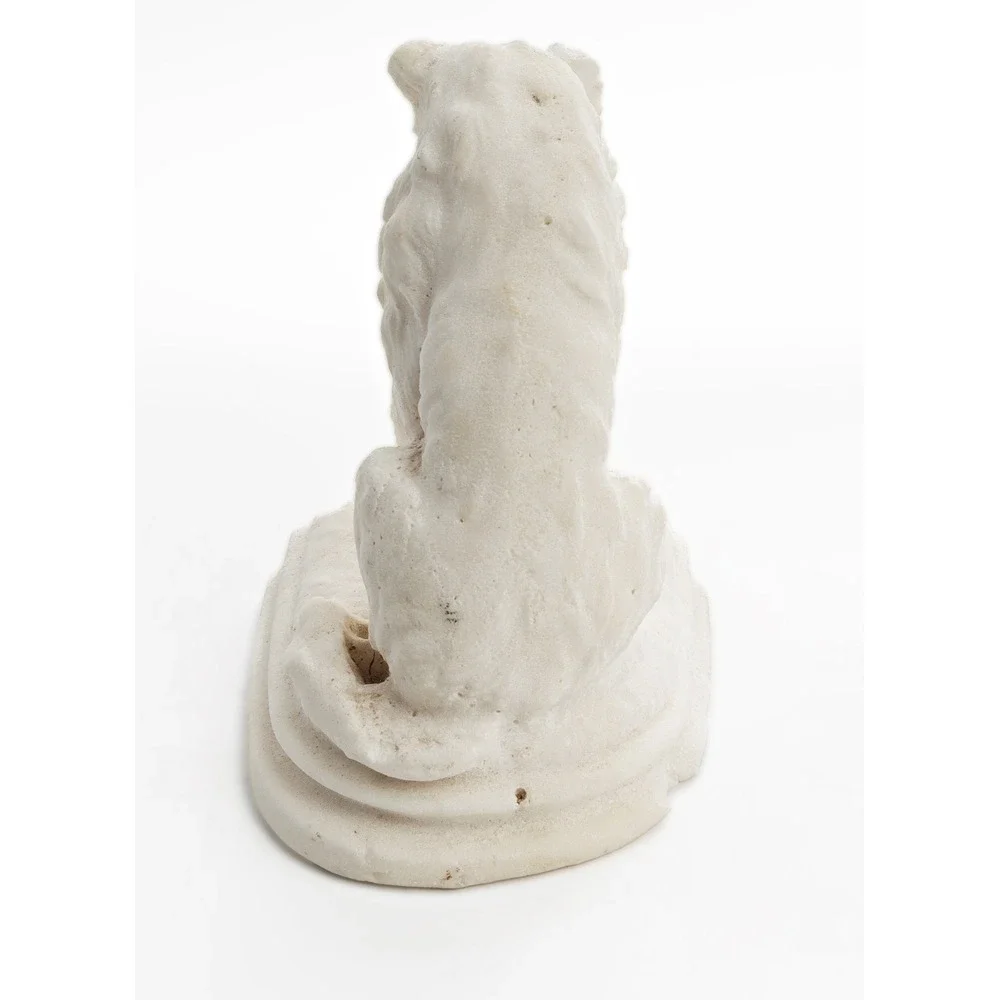 White Stone Dog Bookend Distressed Chippy Vintage Library Decor